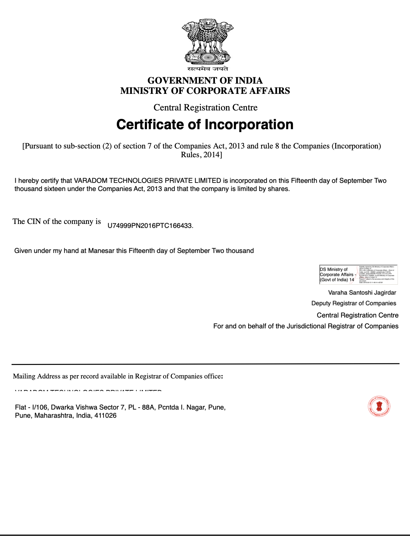 Company Incorporation